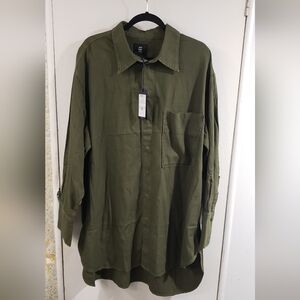 🌻 NWT G-Star Shadow Olive Oversized Button-Front Shirt